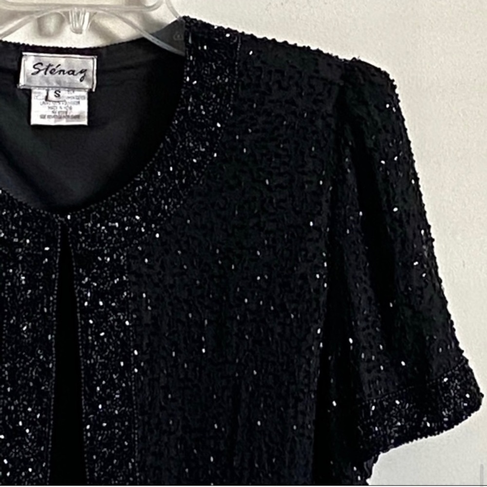 Evening Crop Jacket Silk Embellished Size S - Picture 6 of 10